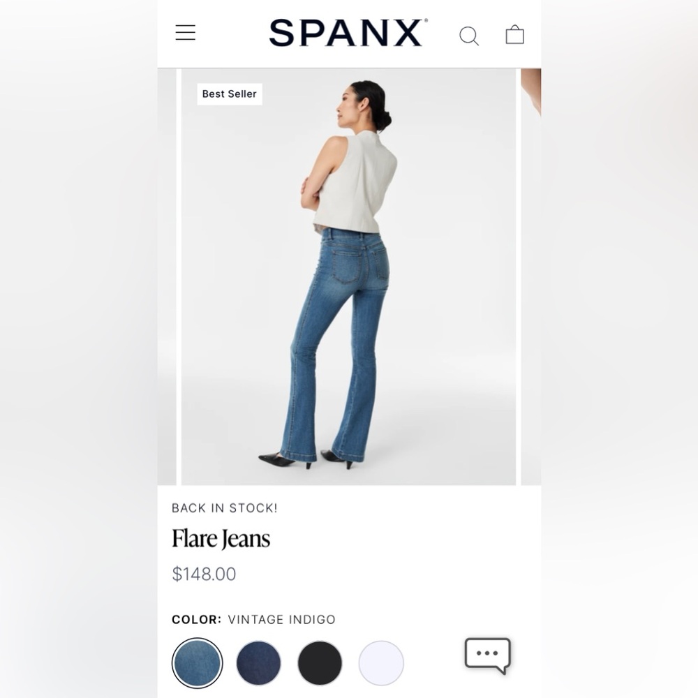 Spanx Flare jeans in vintage indigo. Size 1X regular